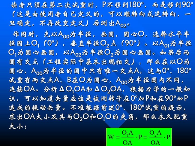 测试时只须在第二次试重时，P不移到180o，而是移到90o后测出A02,作图时，先以A00为半径，画圆，圆心O，选择水平半径圆上O1（0o），垂直半径O2点（90o）