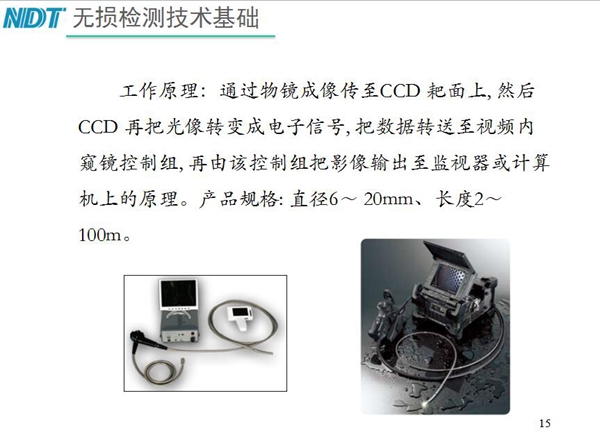 电子视频内窥镜工作原理：通过物镜成像传至CCD耙面上，然后CCD再把光像转变成电子信号，把数据转送至视频内窥镜控制组，再由该控制组输出至监视器或计算机上。